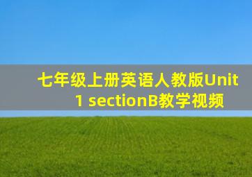 七年级上册英语人教版Unit1 sectionB教学视频